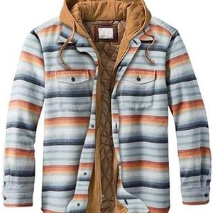 NWOT Mens Quilted Lined Button Down Plaid Flannel Shirt Jacket with Hood